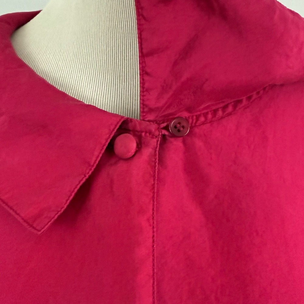 Lady Footlocker Vintage Magenta Pink Peter Pan Collar Button Down Blouse Medium - Picture 7 of 12